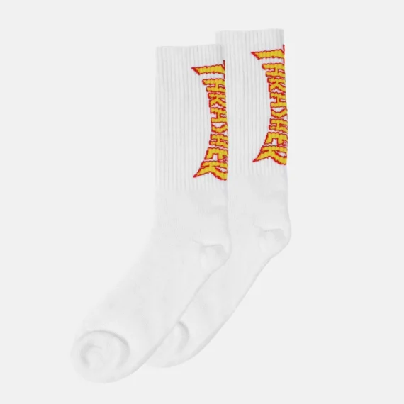 THRASHER FLAME SOCK WHITE OS